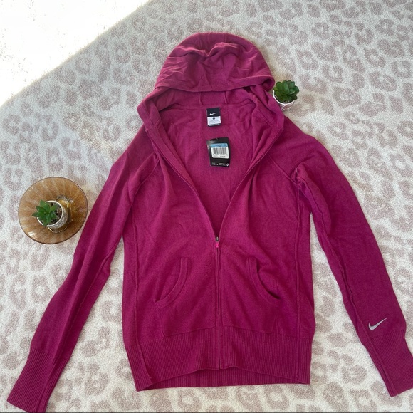 NIKE Full-Zip Wool Blend Tennis Jacket in Bright Fuschia - Picture 3 of 9